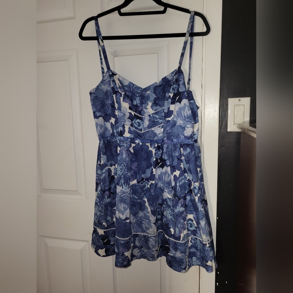 Blue Floral mini Sundress Dynamite spaghetti strap